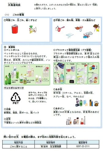 水海道(みつかいどう)のゴミの情報(じょうほう)