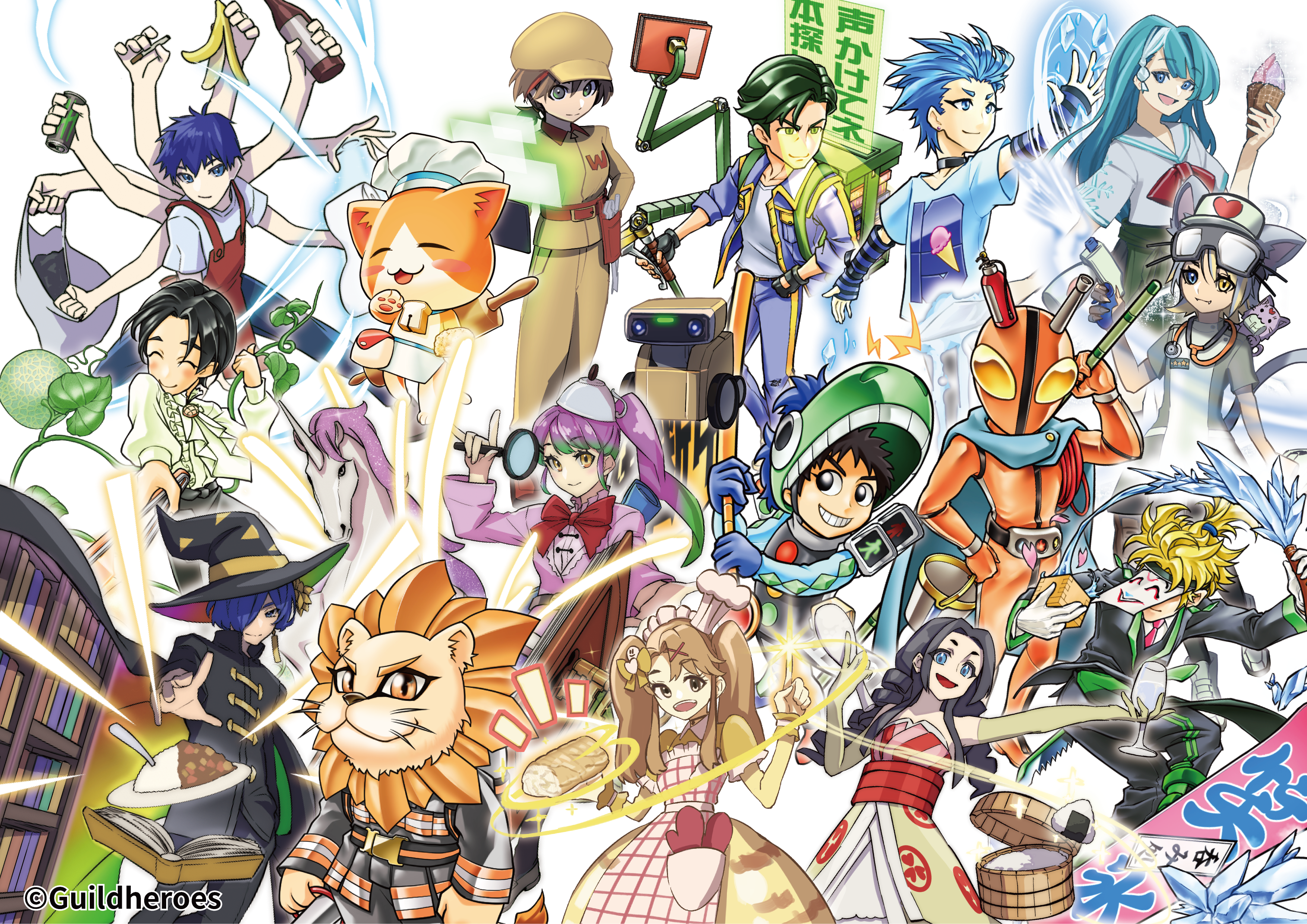 常総市オリジナルヒーロー16人集合