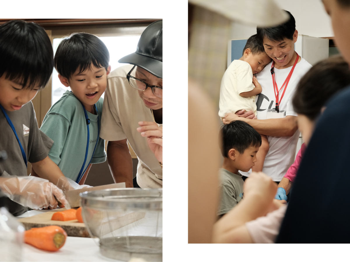 防災キャンプ炊き出し準備